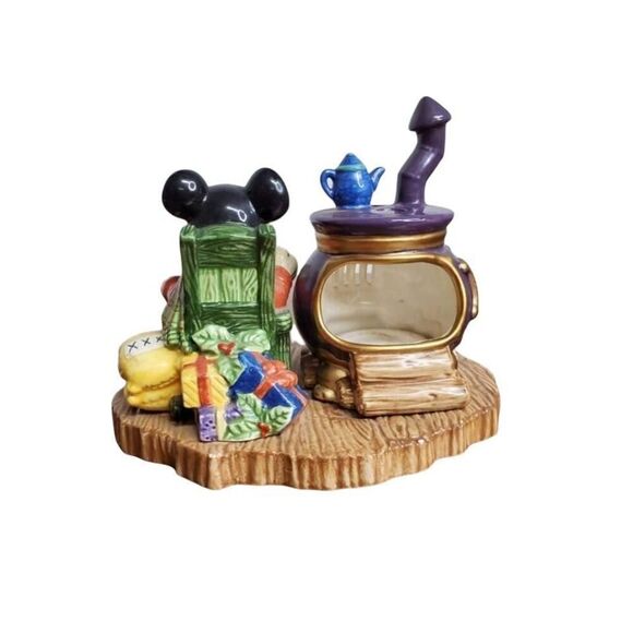 Vintage Disney Mickey Mouse Christmas Stove Candle Tea Light Ceramic Statue - Picture 6 of 9